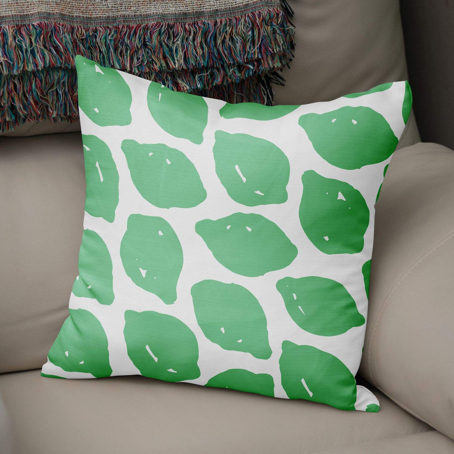 Bonamaison Decorative Cushion Cover, Polycotton, Green, Standard