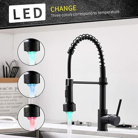 Qidian Modern Pull Down Kitchen Faucet With Sprayer Single Handle