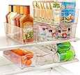 Greenco GRC0250 6 Piece Refrigerator and Freezer Stackable Storage Organizer Bins with Handles, Clear