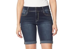 WallFlower Womens Luscious Curvy Mid-Rise Denim Insta Stretch Juniors Belted 3" Shorts & 9" Bermuda, Sizes 0 to 24