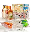 Greenco 6 Piece Refrigerator and Freezer Stackable Storage Organizer Bins with Handles, Clear