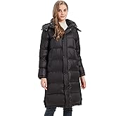 ANYIELIEMO Women's Long Down Jacket Black Winter Puffer Down Coat with Detachable Hood