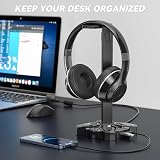 KDD Gaming Headset Stand Holder w/ 9 RGB Light Modes, 2 USB, Type-C, 3.5mm Port view 8