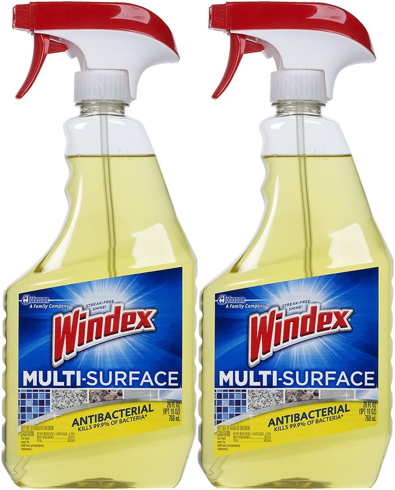 Windex Antibacterial Multi-Surface Cleaner, 26 Fl Oz Spray Bottle, Pack of 2: Health & Personal Care