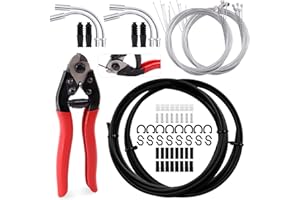 Glarks 73 Pcs Bicycle Brake Cable Housing Kit Including Bicycle Brake Line, V Bike Brake Noodle Cable Management Tube and Tub