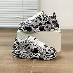 Breathable Low-top Lace-up Graffiti Running Shoes