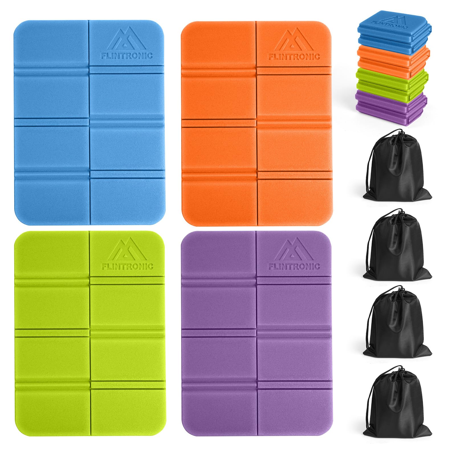 flintronic Pack of 4 Seat Cushion Foldable Outdoor Waterproof Playground Mat Children's Seat Mat with Carry Bag for Outdoor Playground Garden Stadium Hunting Hiking Camping