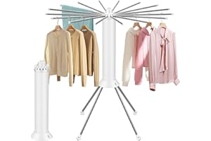 AUXTUR 4-Legged Foldable Clothes Drying Rack with Wheels, Heavy-Duty Laundry Rack for Indoor Outdoor Use, Space-Saving Portable Design & Pulley System