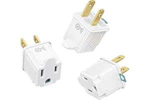 [ETL Listed] Cable Matters 3-Pack 2 Prong to 3 Prong Outlet Adapter, 3P to 2P Plug Adapter - Converts a 2Prong Outlet to Support 3Prong Plugs, White