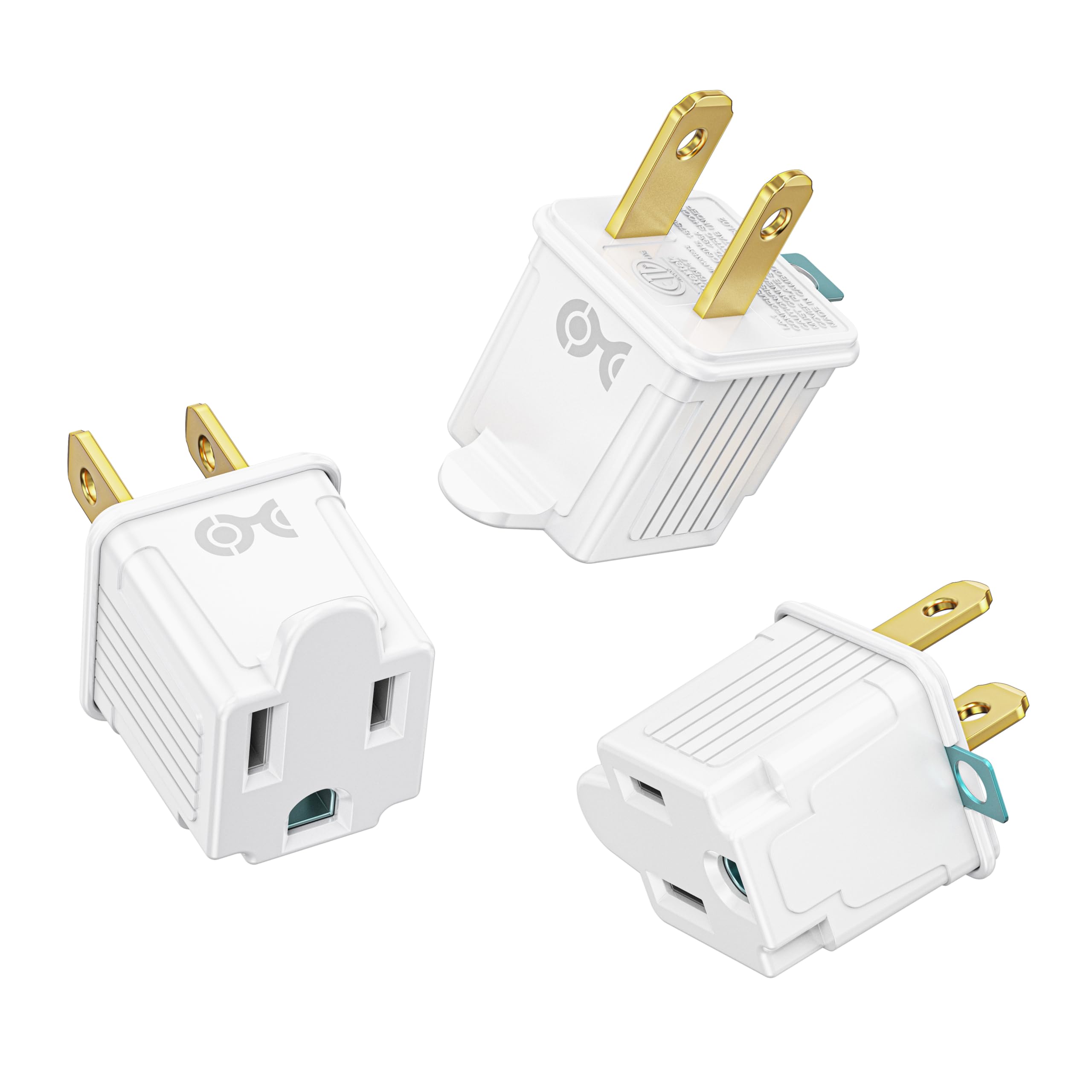 Photo 1 of [ETL Listed] Cable Matters 3-Pack 2 Prong to 3 Prong Outlet Adapter, 3P to 2P Plug Adapter - Converts a 2Prong Outlet to Support 3Prong Plugs, WhiteLPNO488179169
