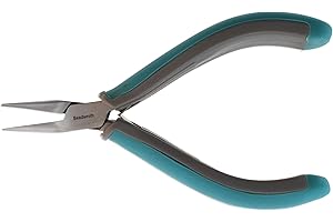 The Beadsmith Simply Modern Chain Nose Pliers, 4.5 inches (114mm) with polished steel head, PVC grip handles and double-leaf springs, tool for jewelry making
