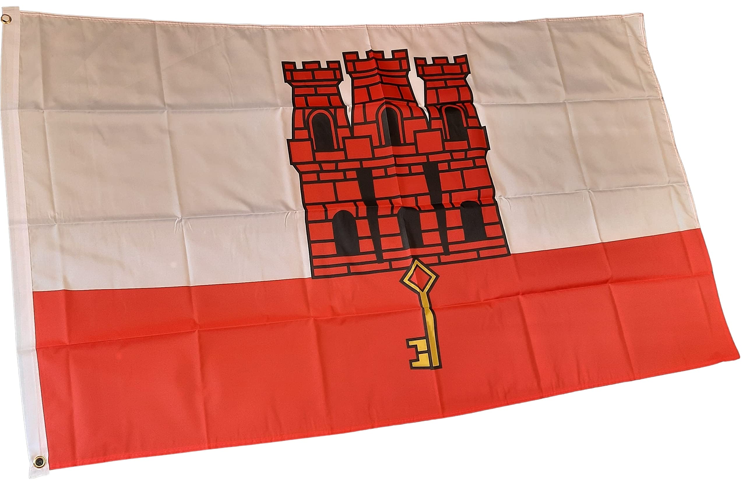 NWFlags Gibraltar Flag 5ft x 3ft 75d Premium Polyester Suitable For Flagpoles | Strong Polyester 5x3 foot material flag with Eyelets
