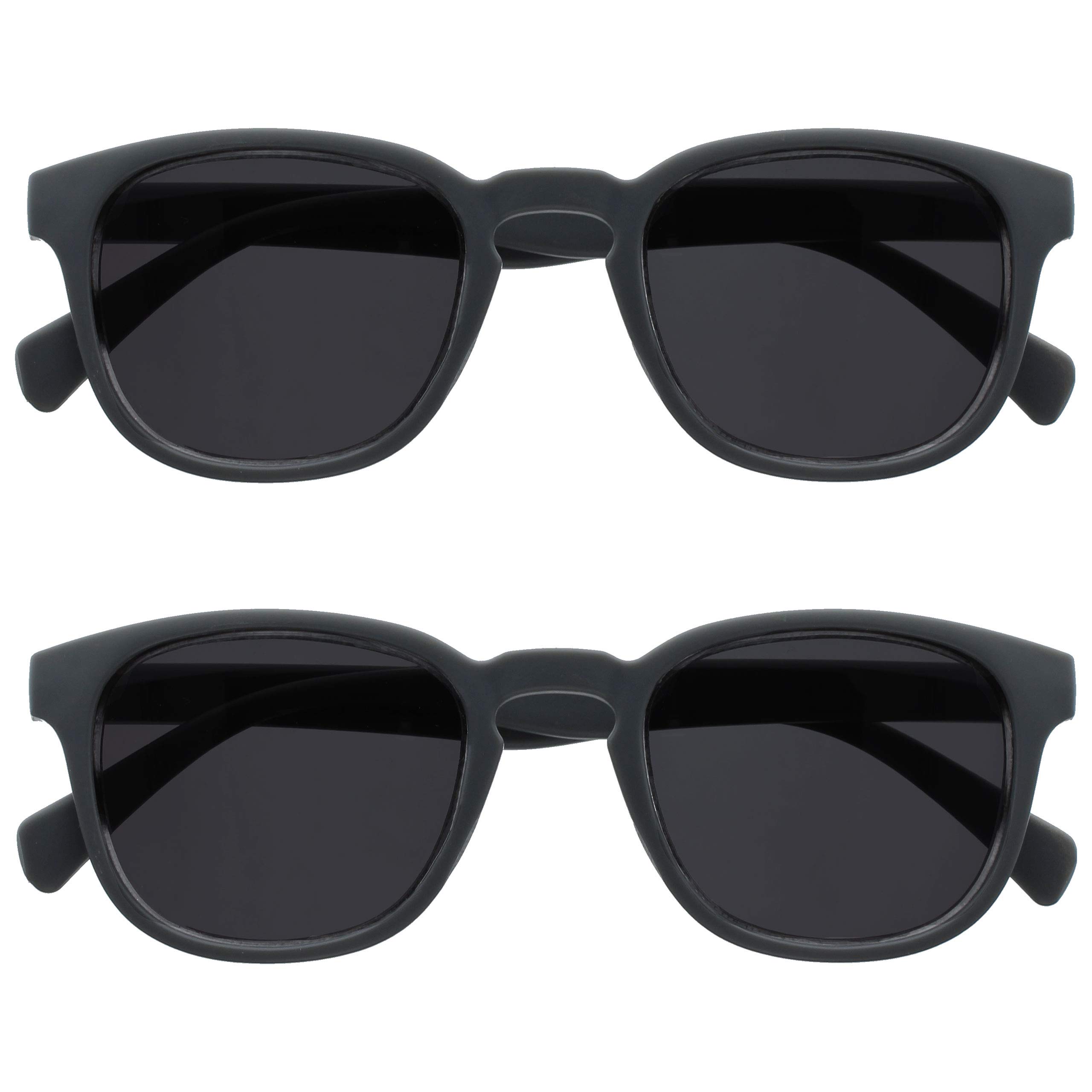 OPULIZE POP Classic Reading Sunglasses for Women Men,Tinted Lens with UV400 Protection,Scratch Resistant Round Chunky Frame with Spring Hinges, Matt Grey +1.00 (Pack of 2) — image 1