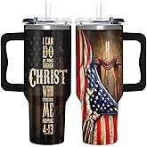 Christian Gifts for Men - God Gifts, Religious Gift for Men - Fathers Day Gift Ideas for Dad - Christmas Birthday Present Ideas for Him, Man, Boyfriend, Husband - Christian 40 oz Tumbler with Handle