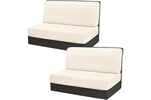 Gollense RV Dinette Cushion Covers, Stretch Camper Dinette Cushion Covers, Sectional Replacement RV Seat Covers for Travel Trailer Couch - Includes 2 Backrest Cover & 2 Bench Cover (T-Beige)