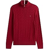 TOMMY HILFIGER Men's Signature Cable Kint Quarter Zip Pullover Sweater 2025 Collection