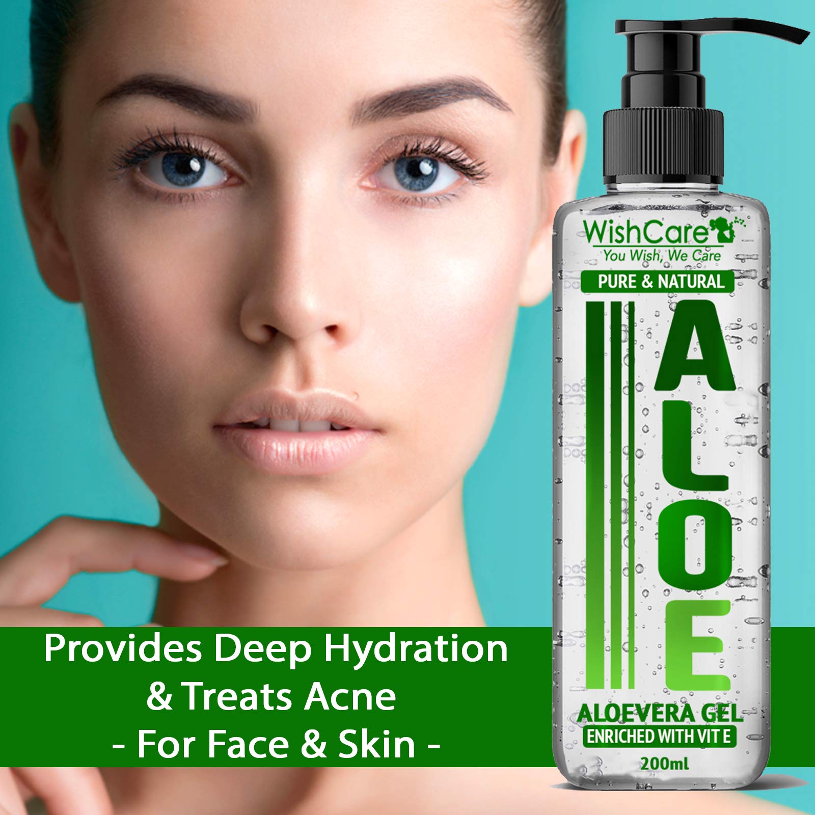 WishCare® Pure & Natural Aloe Vera Gel 200 Ml Enriched With Vitamin