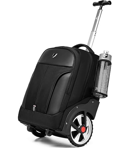 Travel Rolling Backpack With USB Port & Vacuum Pump – Anti-Theft Water Resistant Laptop Backpack For Men, Black