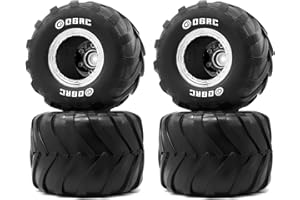 OGUNKE OGRC 1.0 RC Monster Truck Wheel Rim Tires Set for FCX24 SCX24 C10 JLU Deadbolt Gladiator Bronco 1/24 Crawler Car (Silver)