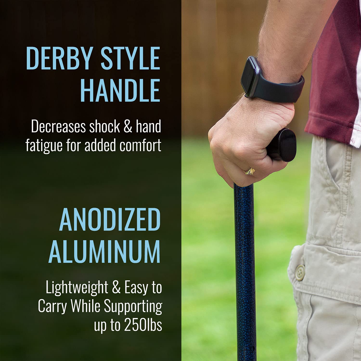 DMI Lightweight Aluminum Adjustable Walking Cane with Derby-Top Handle for Men and Women
