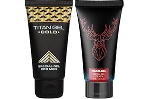 Irvy 2in1 Titan Gel Gold + Maral Power Gel for Male Energy Performance, Extra Strength Massage Cream for Men