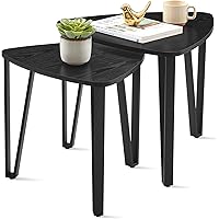 VASAGLE Nesting Triangle End Tables, Coffee Tables for Living Room Bedroom, Industrial Accent Stacking Side Tables with Metal