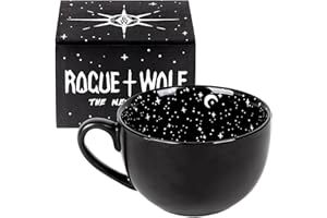 Rogue + Wolf Midnight Gothic Large Coffee Mug, Goth Skull Decor in Gift Box, Halloween Mugs, Witchy Gifts for Women, Spooky, Emo, Horror, Anime, Ghost, Occult, Novelty Porcelain Tea Cup - 17.6oz 500ml