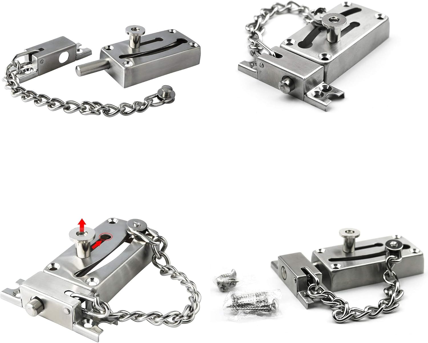 YUOIP® Stainless Steel Slide Bolt Door Chain Latch Gate Latches Safety