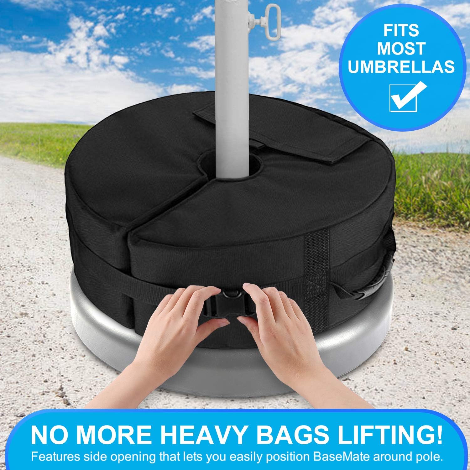 2pcs Portable Round Parasol Umbrella Stand Base Weight Bags Detachable Wind Proof Fixing Sandbags With Handles For Outdoor Beach Garden Becoyou Parasol Bases Patio Lawn Garden Umbrella Stands Bases