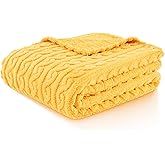 FY FIBER HOUSE Sherpa Blanket - 3D Pattern Design Yellow Throw Blanket for Sofa Couch, Bed, Warm Super Soft Cozy Microfiber Fleece Blanket for Living Room, Throw 50”x60”