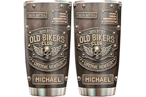 Old Biker Club-Personalized Biker Tumbler Custom Motorcycle Rider Travel Mug Funny Gift for Dad Grandpa Gang Member Stainless