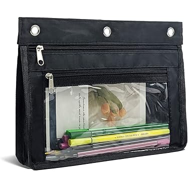 Gredecor Estuche Para Lápices Con 3 Anillos Con Creallera Negra