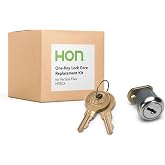 HON One-Key HF24.X File Cabinet Lock Replacement - 5/8" Keyed Alike Cabinet Cam Lock with Key for HON Vertical Filing Cabinets File Drawer - Fits on 1/2" Max Panel Thickness - Chrome Finish