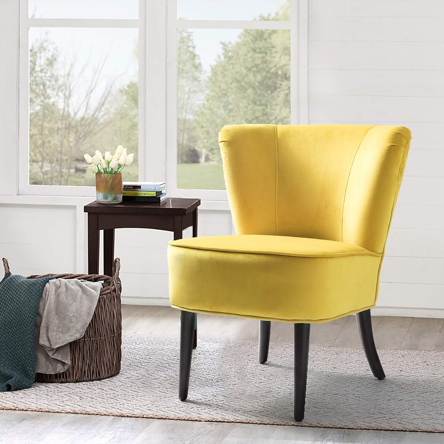 Yellow Upholstered Velvet Accent Chair Emille Armless Wingback Chair Good For Small Space Sunrise Yellow Amazonin Furniture Yellow Upholstered Velvet Accent Chair Emille Armless Wingback Chair Good For Small Space Sunrise Yellow Amazonin Furniture