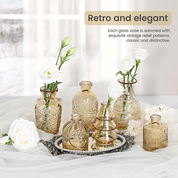 SAWOAKE MINI BUD VASES AS WEDDING CENTERPIECES FOR TABLES,CLEAR BUD VASES FOR FLOWERS,SMALL FLOWER VASES SUITABLE FOR BIRTHDAY PARTY,ANNIVERSARY,WEDDING RECEPTION,BABY SHOWER (GOLD, 12PCS)