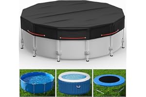 AUGOAK 10Ft Round Pool Cover - Solar Covers for Above Ground Pools, Inflatable Pool Cover Protector with Steel Rope, Increase Stability Ground Swimming Inground Pools, Waterproof and Dustproof Hot Tub Cover