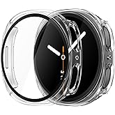 Misxi 2-Pack Hard PC Case with Tempered Glass Screen Protector for Samsung Galaxy Watch 8 44mm, Overall Protection Anti-Slip 