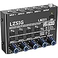LZSIG Audio Mixer Compatible with Dynamic Microphones Ultra Low-Noise 4 Channel Mixer Audio Stereo Line Mixer for Recording S