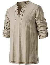 JEMITOP Men's Renaissance Costume Retro Lace Up