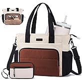 LOVEVOOK Tote Bag for Women, 15.6 Inch Puffer Laptop Work Tote with Cup Holder, Quilted Nurse Bag for Travel, Gym, Daily Use