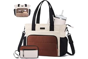 LOVEVOOK Tote Bag for Women, 15.6 Inch Puffer Laptop Work Tote with Cup Holder, Quilted Nurse Bag for Travel, Gym, Daily Use