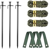Tree Stakes and Supports, RIFNY Tree Straightening Kits for Leaning Tree | 11.8 Inch Steel Tree Supports for Young Tree Anti Strong Wind, with 3PCS Stakes, 11.5 Feet Rope and Tree Straps for Anchoring