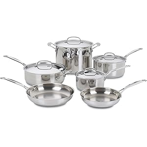 Cuisinart 77-10 Chef’s Classic Stainless 10-Piece Cookware Set