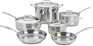 Cuisinart 77-10 Chef's Classic Stainless 10-Piece Cookware Set,Silver