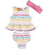 Mud Pie Girls Girls Rainbow Reversible Two Piece with Headband