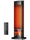 HALMUN Space Heater, 1500W Electric Heaters for Indoor Use, 25.2" PTC Ceramic Heater with Remote, 24H Timer, Oscillation, Tip-Over and Overheat Protection, Fast Safety Heat for Home Office