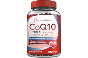 Doctor's Recipes CoQ10 200mg Per Serving, High Absorption Coenzyme Q10 Supplement with Olive Oil, Heart & Vascular Health, Energy Production & Antioxidant Support, 4 Month Supply, 240 Softgels