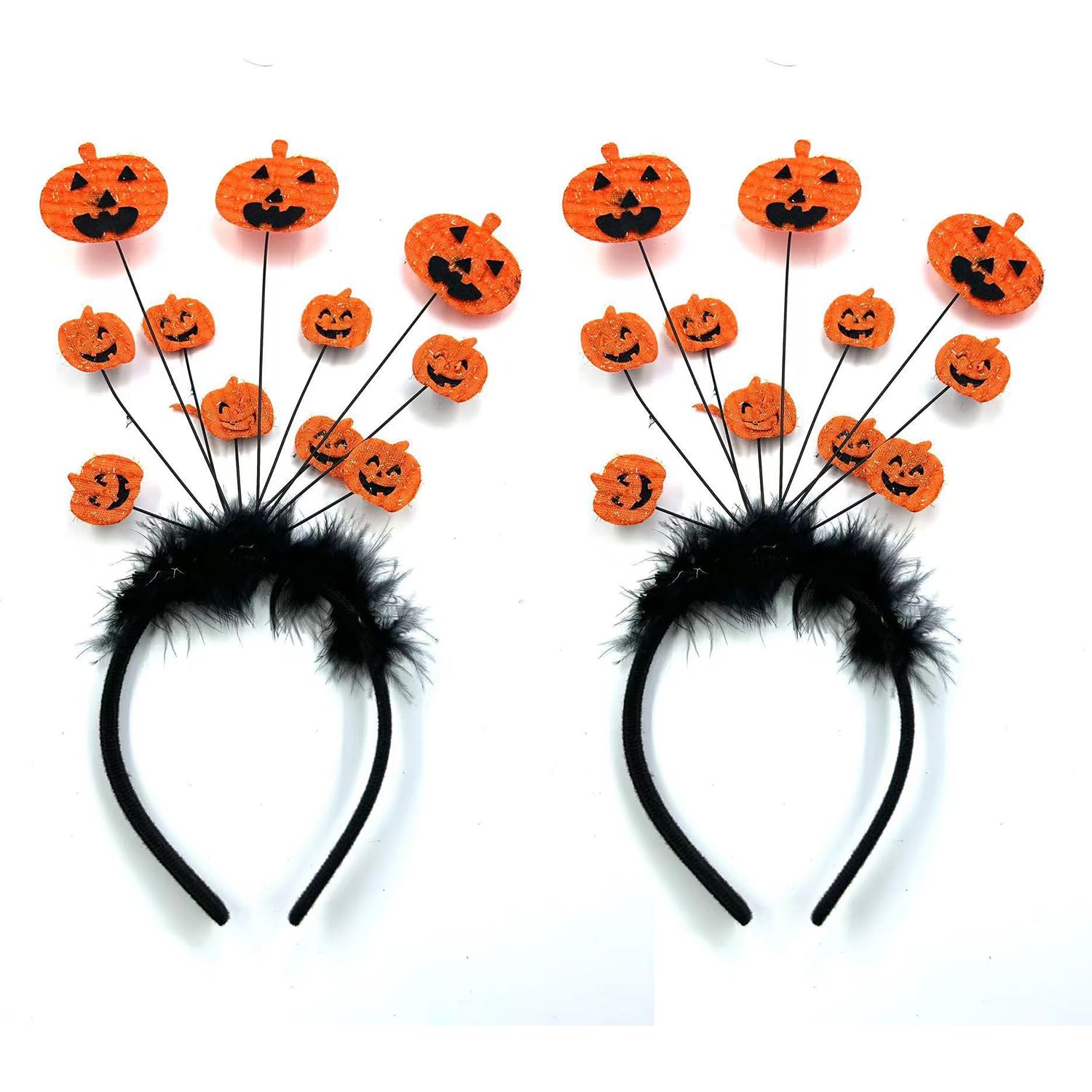 HAICN 2Pieces Halloween Pumpkin Hair Hoop Grinning Pumpkin Headband Bandanas Props Halloween Ghost Party Cosplay Dress up Headband for Women Children's Funny Hair Accessories