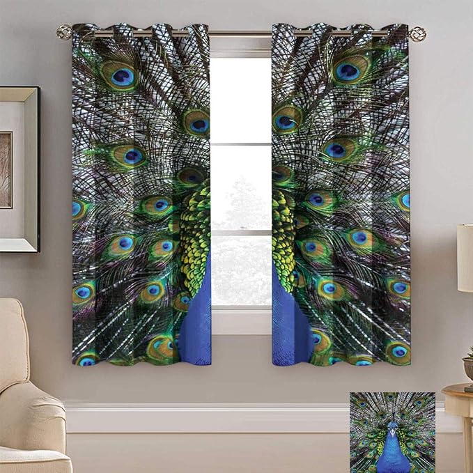 Amazon.com: Alexdemo Peacock Print Curtain, Magnificent Peacock ...