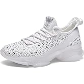 BELOS Women's Rhinestone Mesh Slip On Walking Shoes Fashion Breathable Spakle Glitter Sneaker